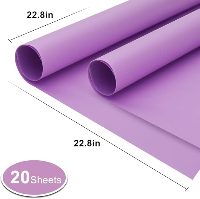 BEISHIDA 20 PCS Purple Floral Wrapping Paper-Matte Waterproof Flower Wrapping Paper Bouquet for Florist Supplies, DIY Crafts, Gift Packaging, Wedding, Birthday Gift