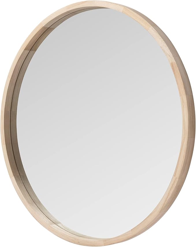 LYYYXGYP Round Wood Mirror 30 Inch for Wall Decor Farmhouse Wall Mirror Living Room Wooden Framed Circle Mirror Circular Vanity Mirror for Bathroom Bedroom