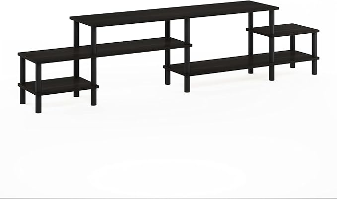 Furinno TURN-N-TUBE TV Stand, 3-Tier Open Design Entertainment Center, Open Shelf TV Console for TV up to 55 Inch, Toolless Assembly, for Living Room, Bedroom, Espresso