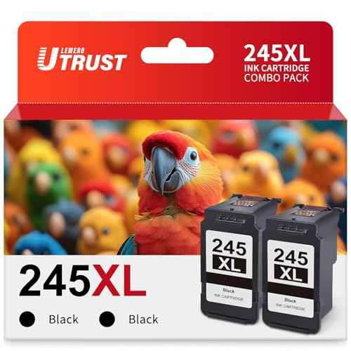 LEMERO UTRUST 245XL Ink Cartridge Remanufactured for Canon 245XL Black Ink, PG245XL Black Ink Cartridge Work with Pixma TR4520 MG2522 MG2520 MX490 MX492 TS3322 Printer 245XL Ink (2 Black)