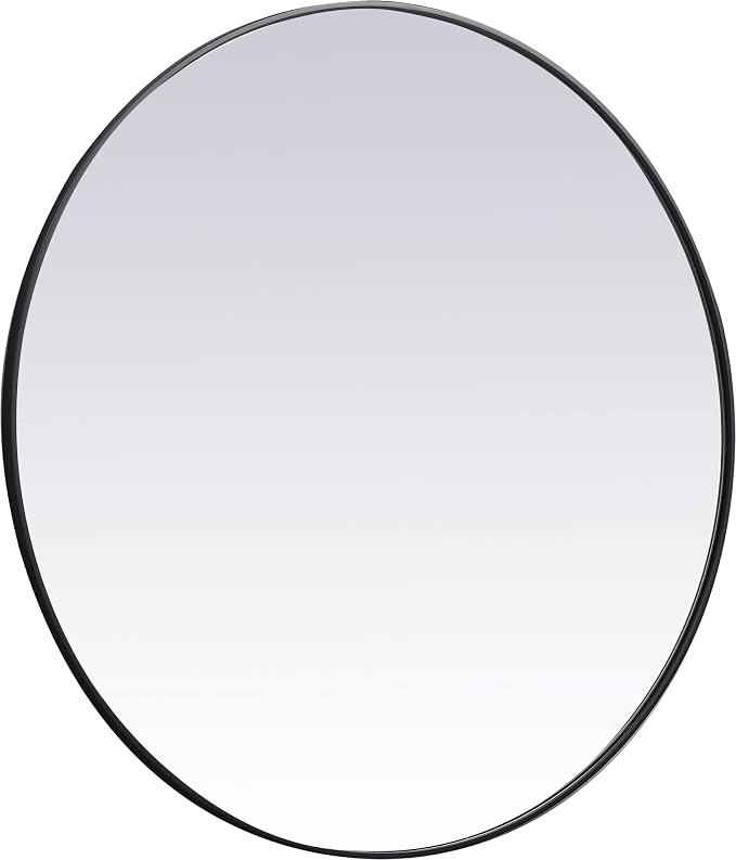 Elegant Decor Eternity 45" Round Mid Century Metal Frame Mirror in Black