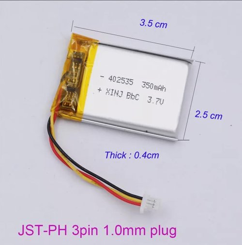 AW315 Rechargeable 3-Pin Li-Polymer Battery - 3.7V 350mAh for Aver Microphone & Small Electronics