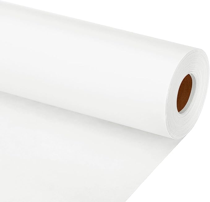 PATIKIL Wrapping Paper, 15"x1200"(100') Bulletin Board Paper Roll Kraft Paper Roll Construction 80GSM for Shipping Packing Gift Wrapping Craft Flower Bouquet Christmas, White