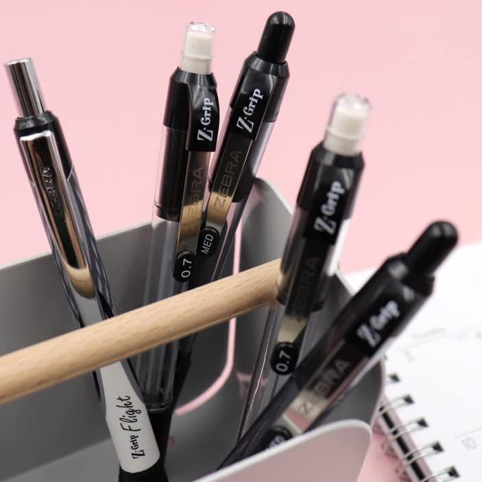 Zebra Pen Z-Grip Retractable Ballpoint Pens - Smooth-Flowing Ink, Fine Point 0.7mm, Black Ink, 12-Pack