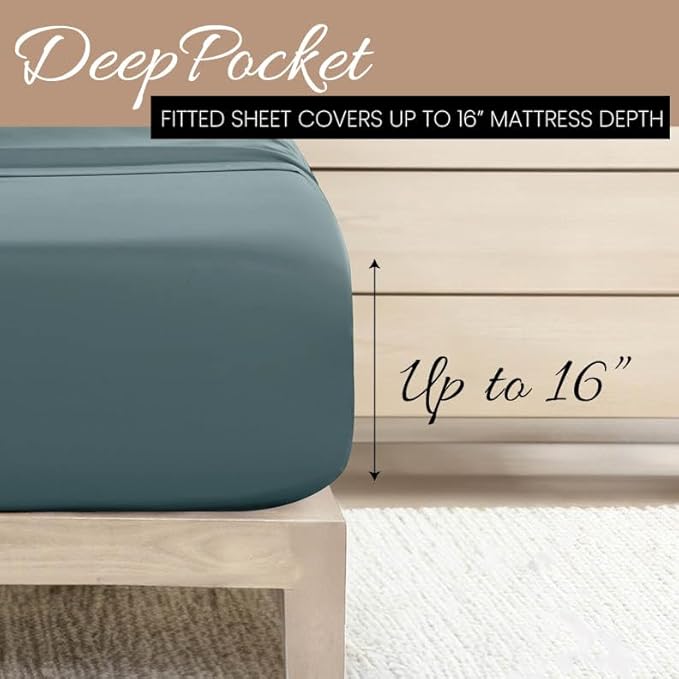 Linen Market Bed Sheets for Twin XL Size Bed (Ocean) - Sleep Better Than Ever with These Soft and Cooling Twin XL Sheets - Deep Pocket Fits 16" Thick Beds - 4 Piece Twin XL Sheet Set