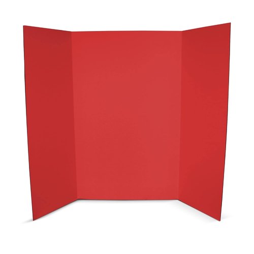 Flipside Products Foam Project Boards - 36” x 48” Red Trifold Display Boards - 3 Pack, 3/16'' Thick