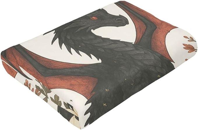 Black Dragon Blanket Floral Dragon Throw Blanket Soft Cozy Fleece Fuzzy Stuffed Plush Flannel Gifts for Girls Women Boys Kids Adults 60"X80"