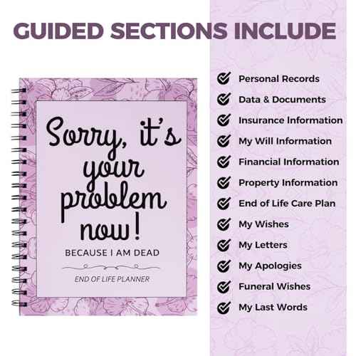 Sorry It¡¯s Your Problem Now Because I¡¯m Dead: Funny End of Life Planner, I¡¯m Dead Now What, Estate Organizer Notebook, Instructions For What To Do When I¡¯m Gone, In Case I Die Organizer