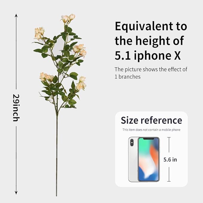 Melorca&Guilla Fake Flowers,6PCS 29" Artificial Rose for Vase, Long Stems Champagne Artificial Flowers Faux Flower Arrangements for Shop Garden Office Home Décor (6, Champagne Rose)