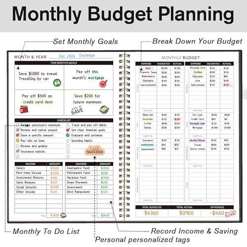 Budget Planner - Monthly Budget Book Undated with Expense & Bill Tracker - Undated 12 Month Financial Planner/Account Book calendar organizer to Take Control of Your Money