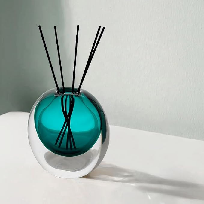 Teal Glass Vase, DIY Empty Reed Diffuser Bottle for Essential Oils, 200mL, Aromatherapy, Modern Home Decor