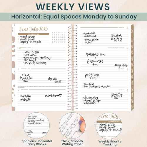 bloom daily planners 2025-2026 Academic Year Daily Planner (July 2025 - July 2026) - A5 Weekly & Monthly Calendar Agenda Organizer Book with Stickers - 5.5" x 8.25" - Tan Leopard