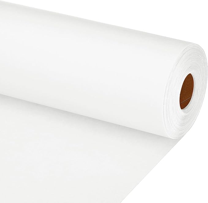 PATIKIL Wrapping Paper, 20"x1200"(100') Bulletin Board Paper Roll Kraft Paper Roll Construction 80GSM for Shipping Packing Gift Wrapping Craft Flower Bouquet Christmas, White