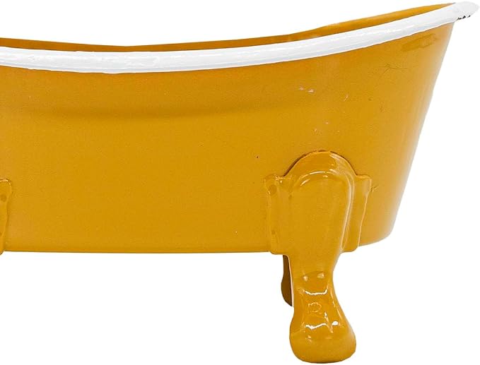 Foreside Home and Garden Mustard Enamel Bathtub Soap Dish Planter Metal by Foreside Home & Garden