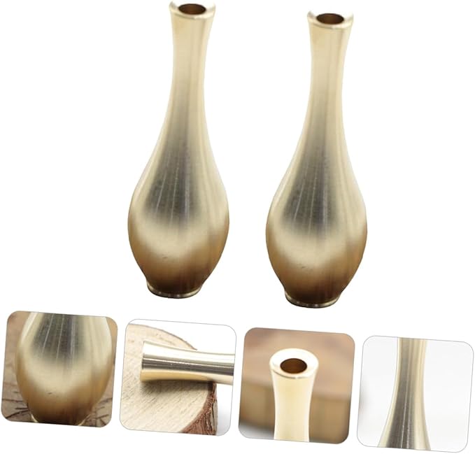 TOYANDONA 2pcs Mini Brass Vases Small Decorative Flower Containers for Table Wedding Living Office Modern Chic Design Easy to Clean Stylish Home Decor
