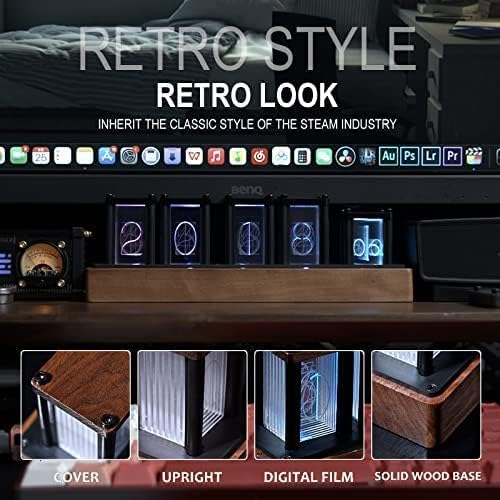 Adventurers Nixie Tube, Wood RGB Digital with Retro Modern Desktop Design, DIY Pseudo Glow Tube Kit, Decoration Desktop, Gift (Cherry Wood)