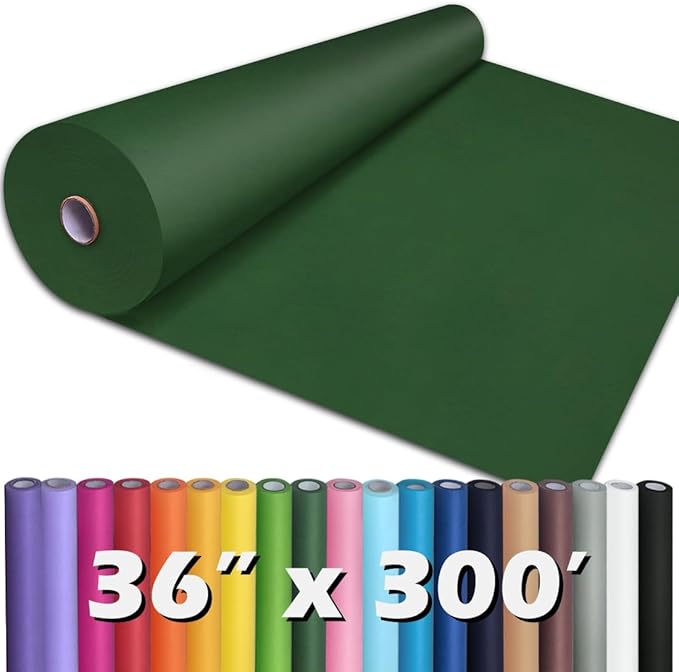 PerkHomy Dark Green Kraft Paper Roll 36" x 3,600" (300') for Gift Wrapping Bouquet Flower Art Painting Craft Writing Packaging Shipping 80GSM 55LB (Dark Green, 36" x 300')