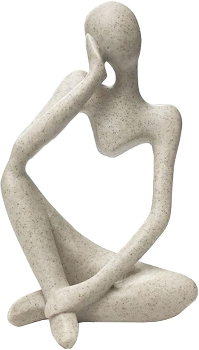 prosfalt Sandstone Resin Thinker Style Abstract Sculpture Statue Collectible Figurines Home Office Bookshelf Desktop Decor(Sandstone - Left Reverie)