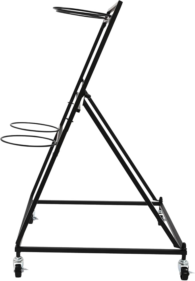 DYRABREST Flower Display Stand with Buckets, Black 3 Layers Metal Plant Stand with 4 Pieces Buckets, Moving Florist Bouquet Shelf for Fresh Flower Shop, for Patio Garden, Outdoor Flower Pop-Up Events