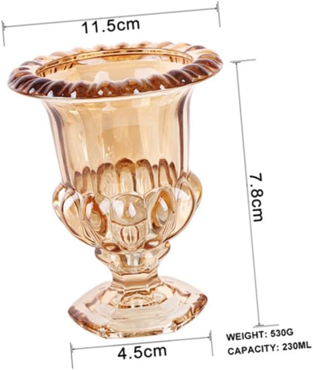 Mobestech Embossed Glass Flower Vase Amber Decorative Vase Ornament for Home Tabletop Artful Centerpiece Desk Decor