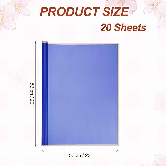 MECCANIXITY Flower Bouquet Wrapping Paper, 56cm/22 Inch Waterproof Floral Wrapping Paper for Flower Bouquet DIY Gift, Wedding, Birthdays, Valentine's Day, Pack of 20(Dark Blue)