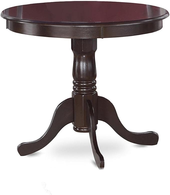 East West Furniture ANT-CAP-TP Antique Dining Room Table - a Round kitchen Table Top with Pedestal Base, 36x36 Inch, Cappuccino