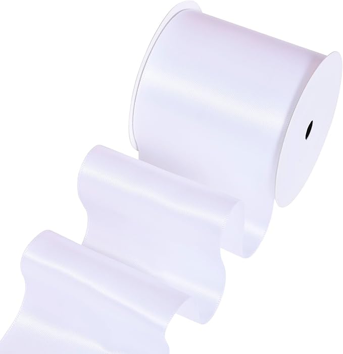 YAMA White Double Faced Satin Ribbon, 3 Inch 10 Yards, Great for Crafts Bows Flower Bouquet Wedding Home Decor Gift Wrapping