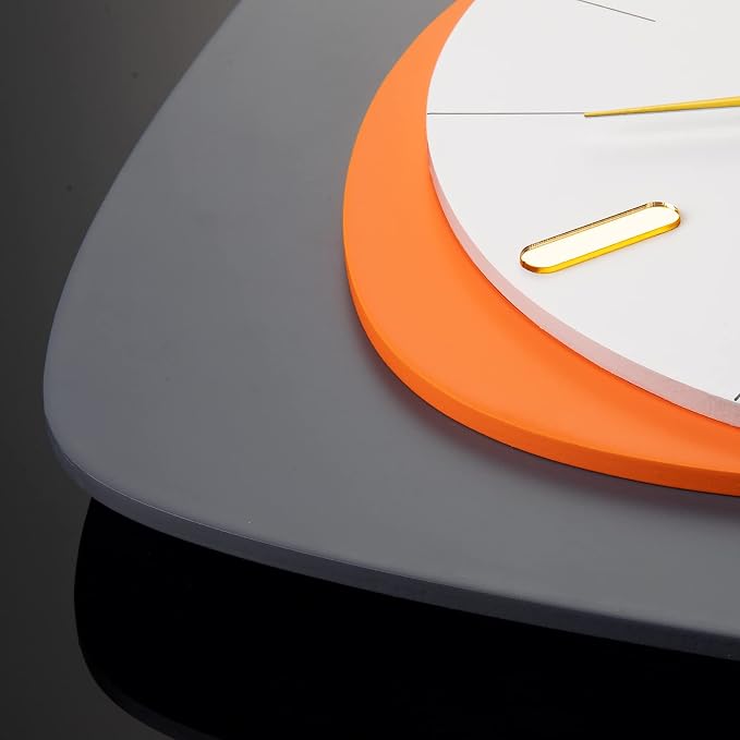 FLEBLE Modern Large Wall Clocks for Living Room Decor Wood Silent Decoration Wall Clock Pendulum Battery Operated Non-Ticking for Kitchen Bedroom Office Home 16 inch Clock Wall Decor for Indoor House