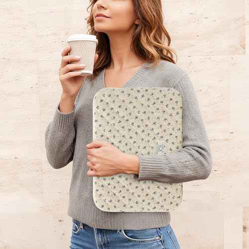 Puffy Laptop Sleeve 13-15.6 Inch Cute Quilted Laptop Protective Case Padded Floral Computer Sleeve for MacBook (A-Blue, 13 Inch)