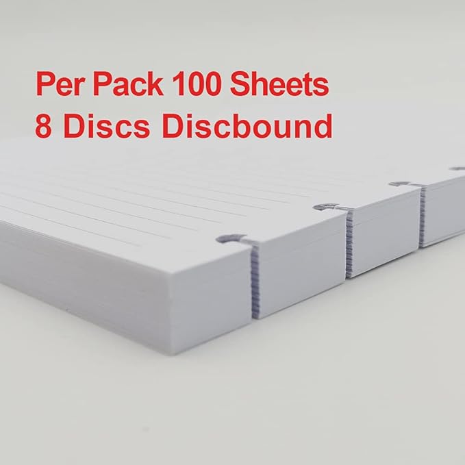 (3 Pack) A5 TUL Discbound Lined Refill Paper, Junior Size 8 Disc Disbound Notebooks, 300Sheets/600Pages, 100gsm White Paper, 5.8'' x 8.2''