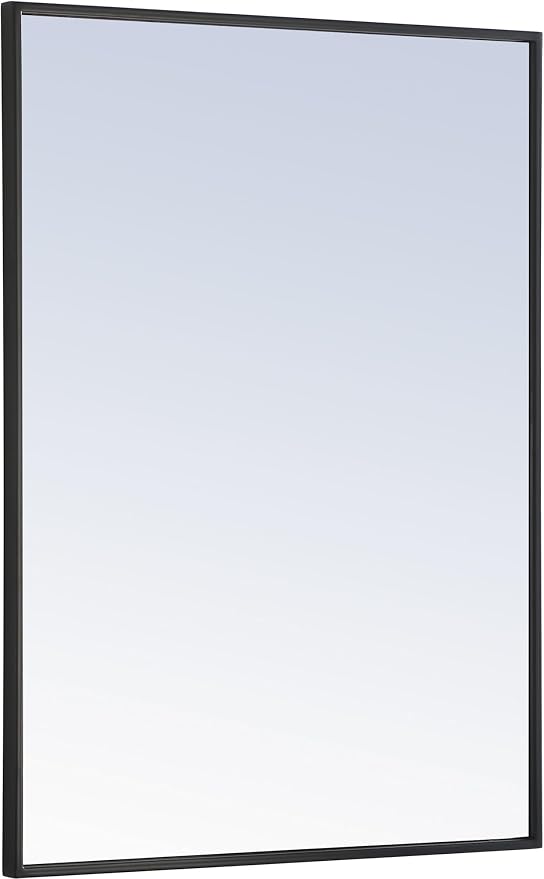 Elegant Decor Monet 32" x 24" Rectangle Metal Frame Mirror in Black