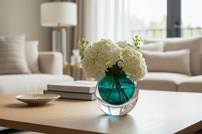 Teal Glass Vase, DIY Empty Reed Diffuser Bottle for Essential Oils, 200mL, Aromatherapy, Modern Home Decor