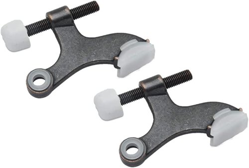 QCAA Hinge Pin Door Stopper - Zinc Die Cast with Oil Rubbed Bronze Finish | 2 Pack with White Bumper Tip
