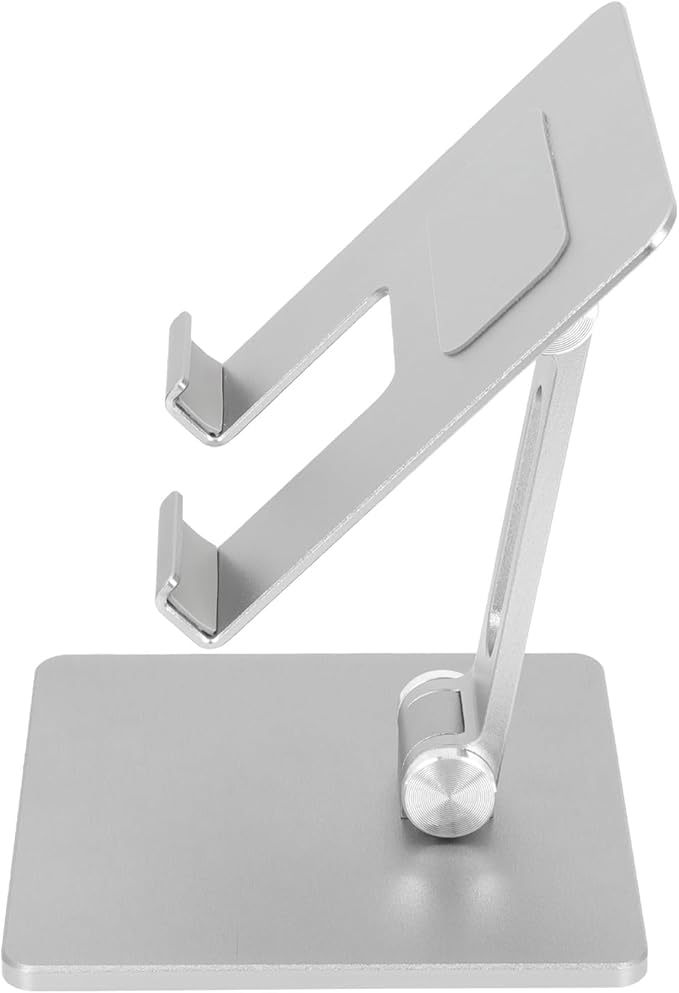 Alipis Aluminum Folding Tablet Stand Adjustable Portable Laptop Holder for Desk and Bed Use Compatible with Ipad and Tablets Silver Gray