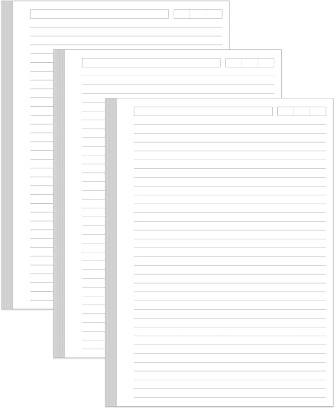 (3-Pack) Unpunched Lined Refill Paper - A5 Loose Leaf Paper for Ring Binder/Discbound Notebook Planner Inserts, 300 Sheets/600 Pages,100gsm Ruled White Pages, 5.8" x 8.25”