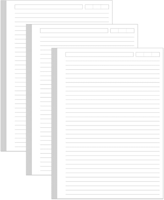 (3-Pack) Unpunched Lined Refill Paper - A5 Loose Leaf Paper for Ring Binder/Discbound Notebook Planner Inserts, 300 Sheets/600 Pages,100gsm Ruled White Pages, 5.8" x 8.25”