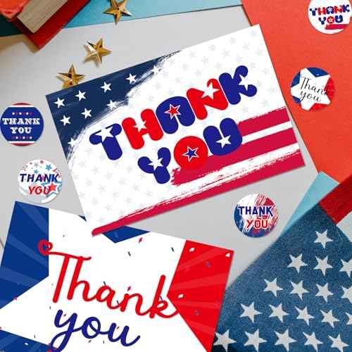 Veterans Day Thank You Cards Patriotic Greeting Cards Memorial Day Independence Day Thank You for Your Service Notes 24Pcs