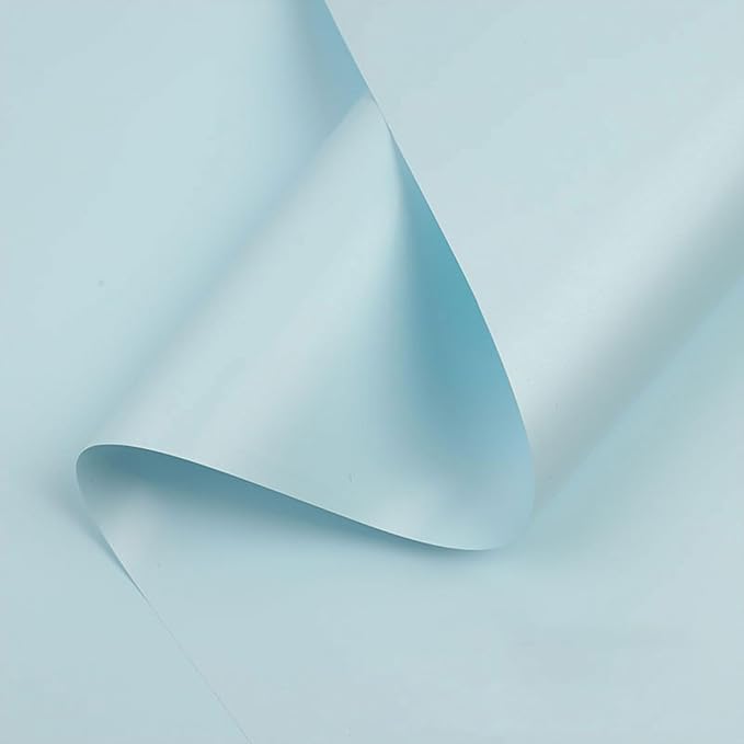 CC wonderland zone 20 Sheets Light Blue Floral Wrapping Paper - Waterproof Flower Bouquet Wrapping Paper for Wedding Birthday,22 inch x 22 inch