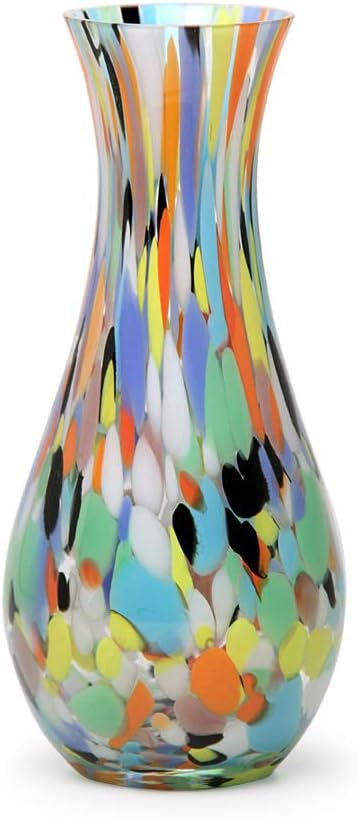 Ca D Oro Colored Glass Vase Confetti Effect Hand Blown Murano-Style Art Glass for Flower, Room Decoration and Centerpiece - Model Nº 83