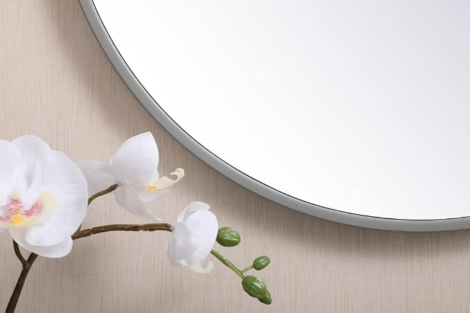 Elegant Decor Eternity 21" Round Mid Century Metal Frame Mirror in Black