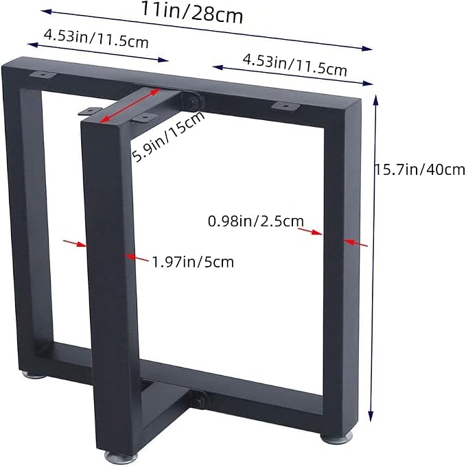TIEOU 16 Inch Metal Coffee Table Legs Furniture Legs Heavy Duty Desk Legs Table Leg, DIY Bench Legs (Without Plank)