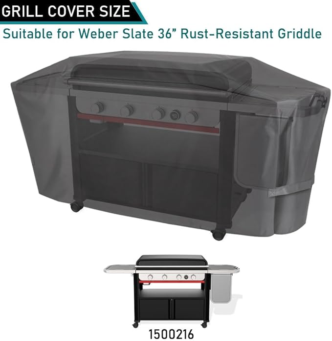 ZJYWSCH Grill Cover for Weber Slate 36" Griddle Outdoor Waterproof Griddle Cover 3400120 Heavy Duty for Weber Slate 36 inch Flat Top Griddle Grill Cover