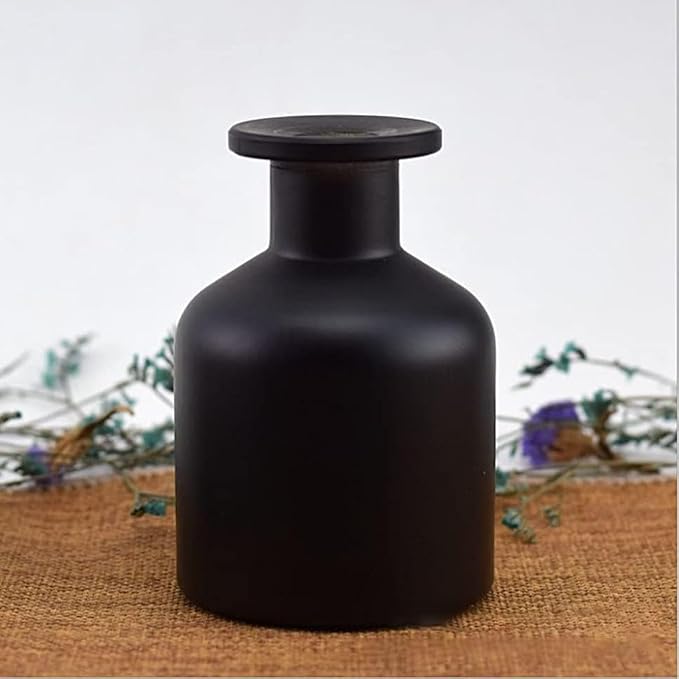 Glass Diffuser Bottles Empty Refillable Glass Container Jar 150ml / 5oz Fragrance Accessories DIY Replacement Diffuser Sticks Sets for Essential Oils Reed Sticks Crafts Spa Home Decoration (Black)
