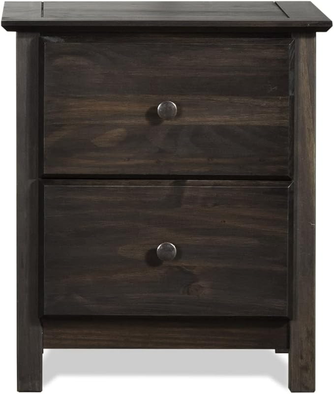 Grain Wood Furniture Shaker 2-Drawer Bedside Nightstand, Solid Wood with Expresso Finish