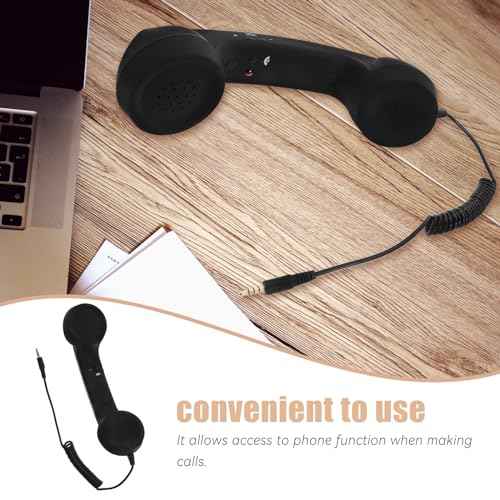 Classic Handset Ear Buds for Wired Headset Retro Headphones Old Phone 90s Phone Cord Headphones Phones for Home Retro Handset Scrunchies Black to Rotate Receiver Cell Phone