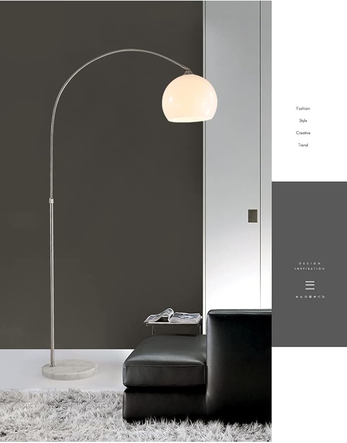 Nordic Simple Floor Lamp with White Shade, Arc Reading Lamp for Living Room, Study Room&Bedroom Beside,Creative Art Deco Bauhaus Standing Lamps for Ambient Lighting