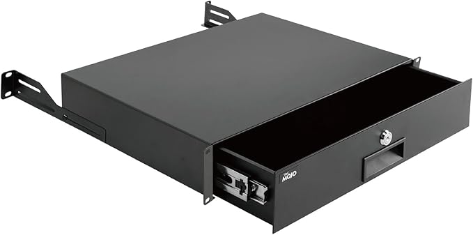 Tecmojo 2U Rack Drawer,Rack Mount Drawer for 19in Network Equipment/Server/AV Rack or Cabinet Enclosure,Sliding and Lockable Server Rack Drawer - Load-Bearing 44lb (20kg),with Cable Management Holes