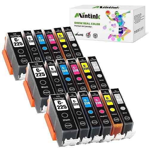 PGI225 CLI226 Ink Cartridges Replacement for Canon PGI-225 CLI-226 for PIXMA MG6120 MG6220 MG5320 MX882 Printer (3 Large Black, 3 Black, 3 Cyan, 3 Magenta, 3 Yellow, 3 Gray)