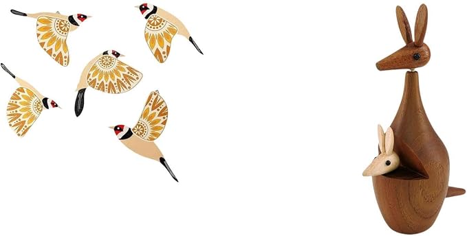 Fenteer Wooden Bird Wall Figurine Animal Statue Decorative Ornament Wooden Crafts Made from Wood Suitable for Home Decoration Gift Giving Par