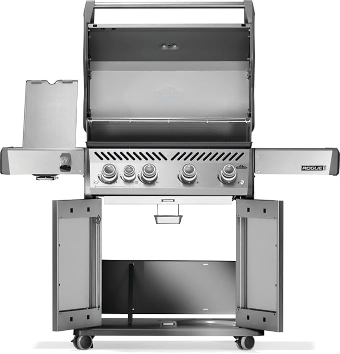 Napoleon Rogue PRO 525 Propane Gas Grill with Infrared Side Burner, Stainless Steel, Durable 5-Burner Outdoor BBQ